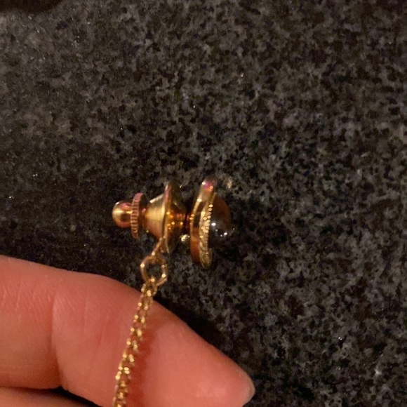 Gold And Tiger Eye Cufflinks And Tie Tack - Picture 7 of 10